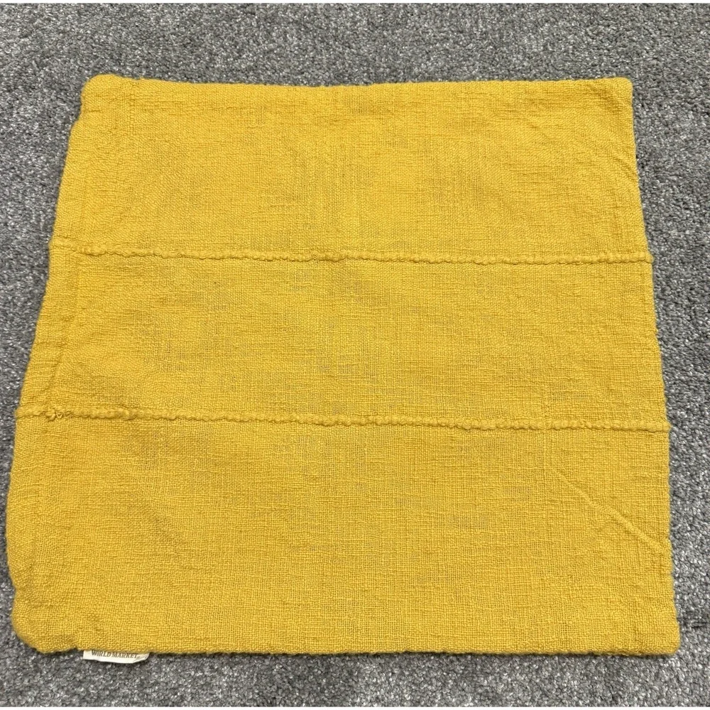 World Market 20x20 Pillow Case Mustard Yellow Textured Oeko-Tex Throw Cover